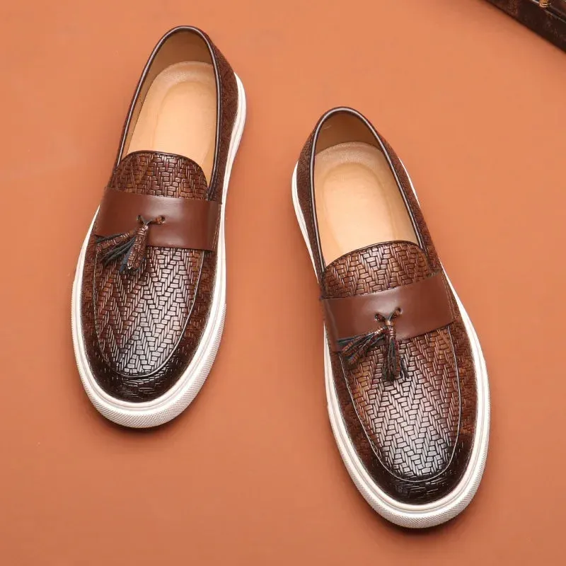 Aidase New Fashion Leather Men Party and Wedding Casual Loafers Italian Men's Dress Shoes Comfortable Breathable Men Shoes Big Size 46